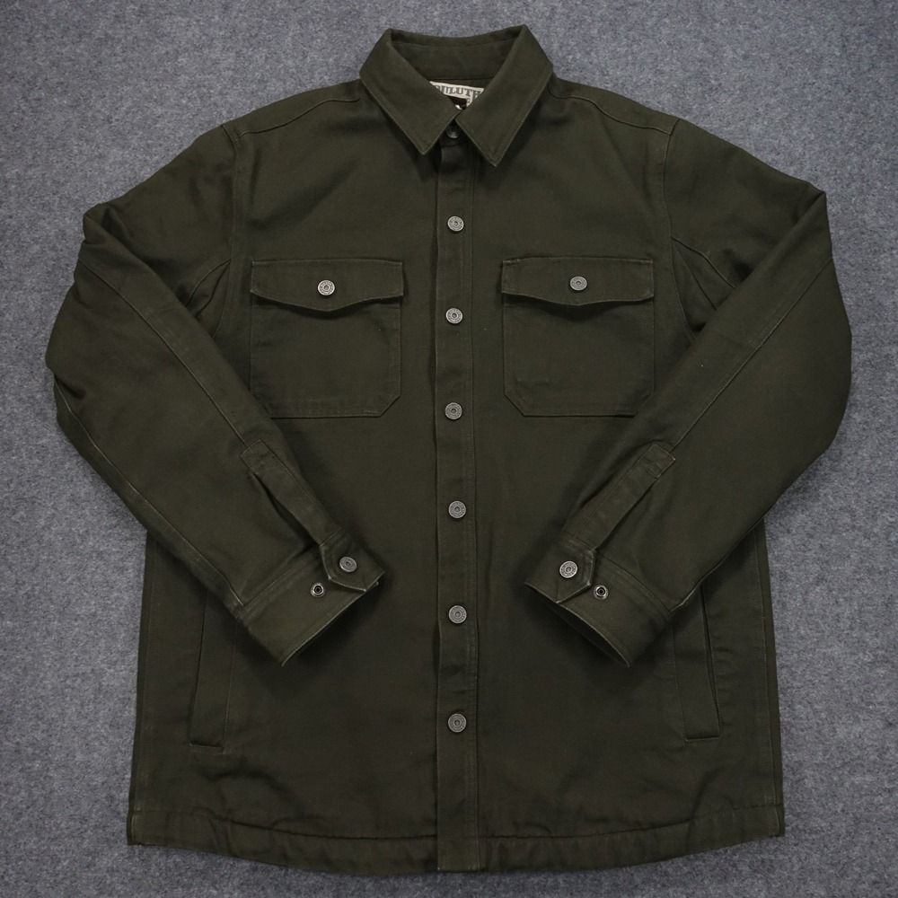 Duluth Trading Co Shirt Jacket Mens Large Heavyweight Snap Closure Olive Green